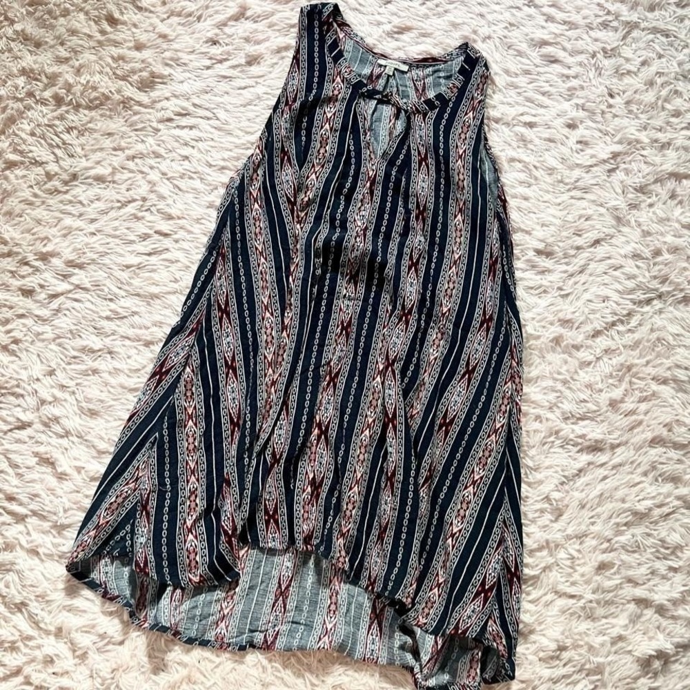 Western Tribal Boho Indie Asymmetrical Swing Dress Womens M Rodeo Cowgirl Rustic